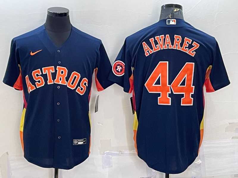 Men%27s Houston Astros #44 Yordan Alvarez Navy Blue With Patch Stitched MLB Cool Base Nike Jersey